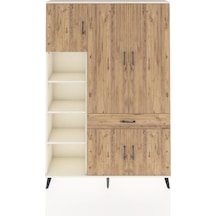 Arges Dolap 8 Raflı Tek Çekmeceli 5 Kapaklı 132x30x195 Aytaşı-çam/çam Atlas Çam/atlas Çam