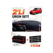 E-biz Kia Soul 2014-2019 Uyumlu Torpido Örtüsü + Tay Tüyü Bagaj Çantası - Siyah-kırmızı - Kı021