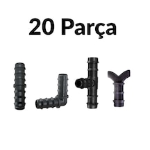 16mm Damlama Boru Tamir Seti 20 Parça Nipel-dirsek-te-tapa Kurtağzı 5 Li