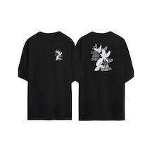 Thewert Unisex Love And Peace ,güvercin Ön Arka Baskılı Sıyah Oversize T-shirt Siyah