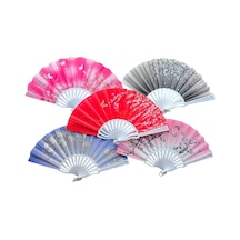 Plastik Kumaş Yelpaze 12 Li Karışık Ob-049 Çok Renkli