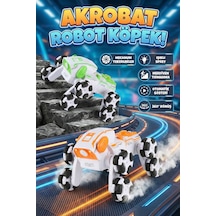 Uzaktan Kumandalı 8 Tekerlekli Akrobat Araba - Buhar Püskürten Işıklı Şarjlı Robot Köpek Oyuncak Turuncu