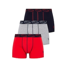 U.S. Polo Assn. U.S Polo Assn. 80336 Erkek 3 Lü Boxer-Lacivert&Kırmızı&Grimelanj - S
