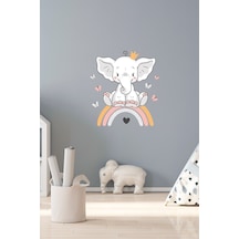Sevimli Fil Ve Gökkuşağı Duvar Sticker