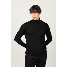 Tudors Slim Fit Dar Kesim Tam Boğazlı Yaka Düz Yün Erkek Kazak-23918 Çok Renkli