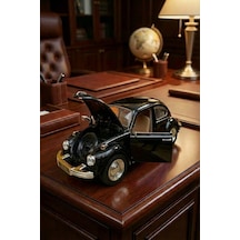 Nostaljik Beetle Vosvos Oyuncak Araba - 17cm Büyük Boy - Sesli Işıklı Ve Sürtmeli - Siyah Model Çok Renkli