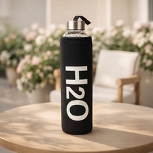 H2o Kılıflı Cam Matara - Şeffaf / Siyah - 750 Ml Çok Renkli