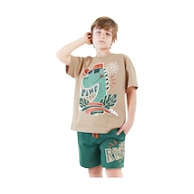 Denokids Summer Dino Erkek Çocuk T-shirt Şort Takım Renkli Çok Renkli
