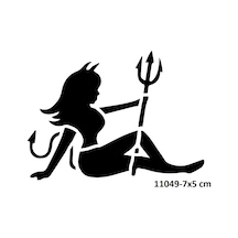 Airbrush Tattoo Şeytan Kız Stencil Süsleme Ve Boyama Kalıbı