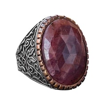 El Yapımı Doğal Safir Taşlı Yüzük, 23.95 Karat, Gümüş Erkek Yüzüğü - Bilgelik Ve Kraliyet Sembolü Gümüş