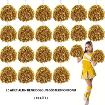 10 - 340 - Çift 20 Adet Altın Renk 23 Nisan 19 Mayıs 29 Ekim Okul - Aconcept - Gösteri Ponponları