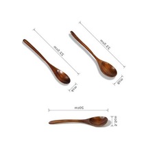 Ulzyvf Yemek Yapımı Uzun Takımları Sofra Seti Saplı Pişirmek Mutfak Kepçe Kaşık, Ahşap Karıştırma Kaşığı Ve Çorba Kaşığı, Çay İçin El Yapımı 3 Parça