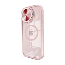 Newface Apple İphone 15 Pro Kılıf Teleskop Lens Magsafe Silikon Kapak - Pembe