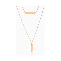 Kuyumcudukkani Yeni Trend Çift Çubuk Figürlü İkili Kolye -37243-r Rose Gold
