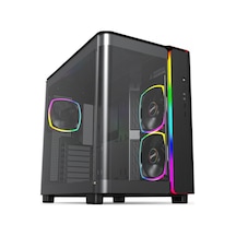 Kıng 95 Pro Siyah Orta Kule Çift Bölmeli Kasa 6 Argb Fand İle 10 Port Argb Hub