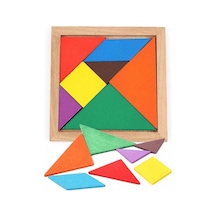 Ahşap Kare Tangram Zeka Oyunu Renkli 7 Parça 11x11cm