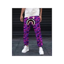 Erkek Pubg Bape X Shark Eşofman Altı - Mor