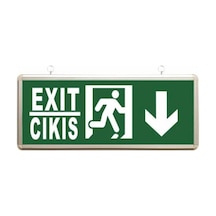 Acil Çıkış Exit Tabela Aşağı Yön Armatür Ledli 3 Saat Akülü
