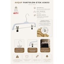 Nyn Ahşap Askı 8178 Mandallı Pantolon Etek Askısı Beyaz Renk 50 Adet