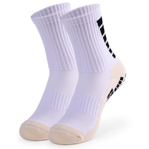 Erkek Kaymaz Futbol Çorapları Spor Futbol Yüksek Tüp Çorapları Beyaz