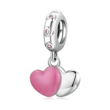 S925 Ayar Gümüş Çift Aşk Kolye Dıy Bilezik Kolye Aksesuarları Çok Renkli