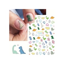 Nailist Fun - Dinazor Çıkartmalı Renkli Eğlenceli Yapışkan Çocuk Tırnak Sticker Seti Tırnak Dövmesi