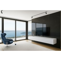 Mac Dizayn Adresan Tv Ünitesi Tv Sehpası Parlak Beyaz Mdf 200 Cm Parlak Beyaz