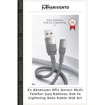 Ev Aksesuarı Ofis Gereci Akıllı Telefon Şarj Kablosu Usb To Lightning Data Kablo U18 Gri