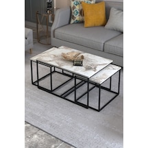 Orta Sehpa Ve Zigon Yan Sehpa Flora Set Efes Bej