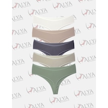 Alya Underwear Kadın Külot Yüksek Bel Tanga, Toparlayıcı - 2 Siyah, 1 Beyaz, 2 Ten S, M, L, Xl, 2xl - 5 Adet Çok Renkli P09