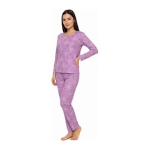 Bisiklet Yaka Süet Pijama Takımı 6007 Lila Mor