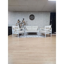 Beyaz Boyalı Bahçe - Balkon - Mutfak Çay Seti Takımı Bahçe Koltuk 001
