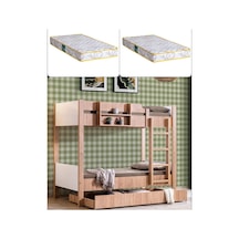 Ranza, Asya Ayrılabilir Yavrulu Ranza, Ceviz - Beyaz + 2 Adet Comfort Yatak 90 X 190 CM