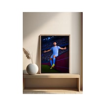 Poster Bordo Mavi Mohamed Salah Ahşap Çerçeveli Tablo Çok Renkli - 907819568 Çok Renkli
