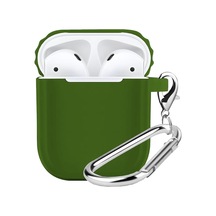 Airpods 1/2 Uyumlu Rubber Silicone Case Kancalı Yumuşak Silikon Kılıf Airpods 1 Ve 2 Uyumlu Kulaklık Kılıfı Yeşil