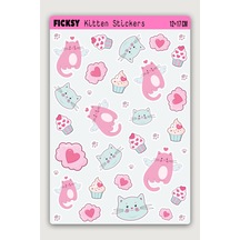 Sevimli Yavru Kedi Sticker Seti - 25 Adet Etiket Çıkartma Diğer