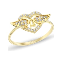Çgk Çiğdem Gürel Kuyumculuk Minimal Taşlı Kalp Altın Yüzük Gold