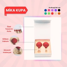 Silikon Vakumlu Mika Yüz Masaj Kupası 2'li Set Kırmızı Çok Renkli