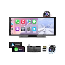 Carpurıde Kablosuz Carplay Ve Araç Kameralı Android Auto - 10,26" Hd Ips Araç Dokunmatik Ekranı, 4k Ön Ve 1080p Arka Kamera, Döngü Kayıt, Bluetooth Ses, Ayna Bağlantısı, Gps, Siri