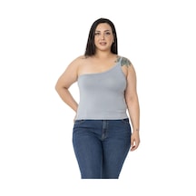 Disentis Büyük Beden Tek Omuz Dekolteli Viskon Gri Body-gri Gri