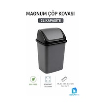 Magnum 2 Litre Sallanır Kapaklı Mini Çöp Kovası Masaüstü Banyo Mutfak Antrasit