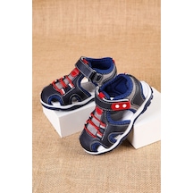 Aymeravm - Burnu Kapalı Lacivert Gri Garnili Çocuk Sandalet -...