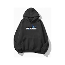 Uyguntarz Unisex Yumuşak Dokulu Butterfly Memories Baskılı Tasarım Oversize 3 İplik Hoodie Sweatshirt Gri