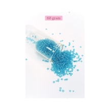 Dökme Cam Kum Boncuk 11/0 2 Mm - 60 Gram - Şeffaf Koyu Camgöbeği - Bnc061