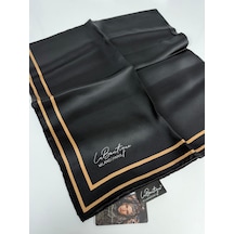 LA BOUTIQUE La Boutique Sura İpek Eşarp - 90x90 Gold-siyah