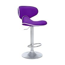 Bürocci Zen Bar Taburesi - Mor Modern Deri Metal Ataklı Yüksek Tezgah Sandalyesi - 9549s0515 Mor