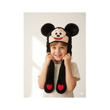 Atakids Işıklı Ve Hareketli Kulaklı Peluş Şapka Siyah Çok Renkli