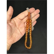 Toz Kehribar Tesbih Sarı Renkli Küre Kesim 10 Mm T-573