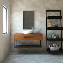 Deryawood  Wind Ahşap Banyo Rafı 40*80*76 Yeşil Eskitme Çok Renkli
