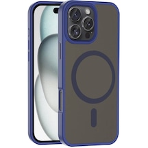 Apple, Uyumlu iPhone 16 Pro Kılıf M-safe Şarj Özellikli Mat Arka Yüzey Zore Sio Kapak Lacivert